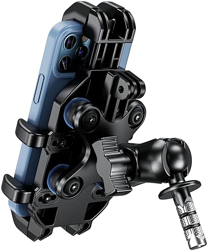 BRCOVAN ADJUSTABLE MOTORCYCLE FORK STEM PHONE MOUNT WITH VIBRATION DAMPENER - FITS 12MM-25.4MM TUBES - COMPATIBLE WITH 5.4''-7.2'' SMARTPHONES