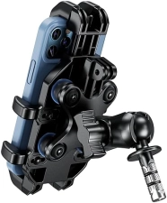 BRCOVAN ADJUSTABLE MOTORCYCLE FORK STEM PHONE MOUNT WITH VIBRATION DAMPENER - FITS 12MM-25.4MM TUBES - COMPATIBLE WITH 5.4''-7.2'' SMARTPHONES