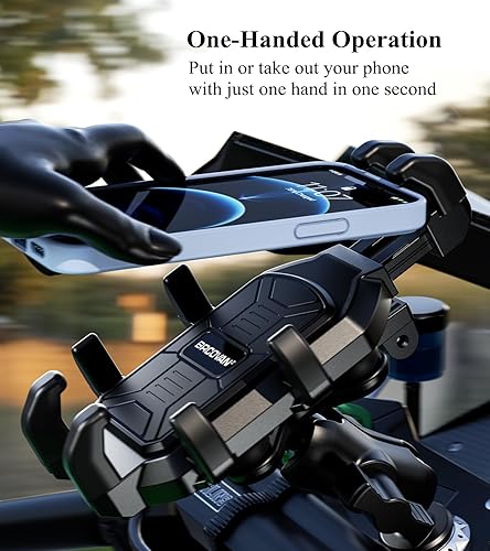 BRCOVAN ADJUSTABLE MOTORCYCLE FORK STEM PHONE MOUNT WITH VIBRATION DAMPENER - FITS 12MM-25.4MM TUBES - COMPATIBLE WITH 5.4''-7.2'' SMARTPHONES