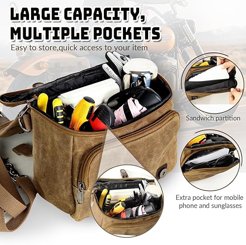 WUMOTIX VINTAGE MOTORCYCLE TOOL BAG WATERPROOF MESSENGER SADDLE BAG FOR POWERSPORTS - MEN & WOMEN