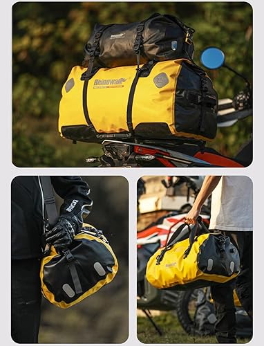 RIWO ART WATERPROOF RHINOWALK MOTORCYCLE SADDLE BAG - 65L TAIL BAG FOR MOTORBIKE TRAVEL & STORAGE (BLACK)