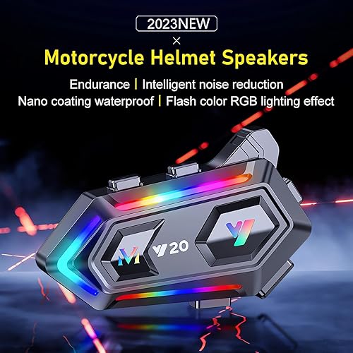 FEYA MOTORCYCLE HELMET SPEAKERS WITH RGB LIGHTS & NOISE REDUCTION - HIGH BATTERY LIFE