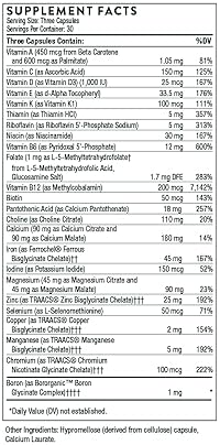 THORNE Basic Prenatal with 18 Vitamins & Minerals for Pregnant Women - 90 Capsules