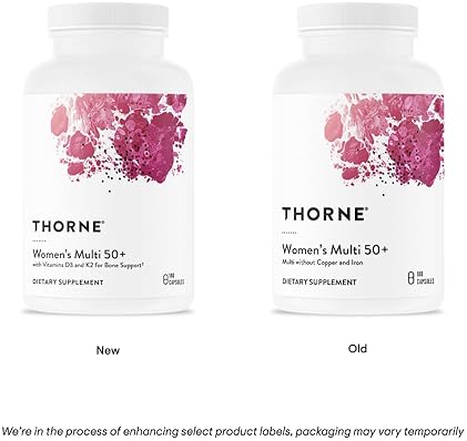 THORNE Women's 50+ Multivitamin - Daily Support for Heart, Brain, Bones & Immunity - 180 Capsules