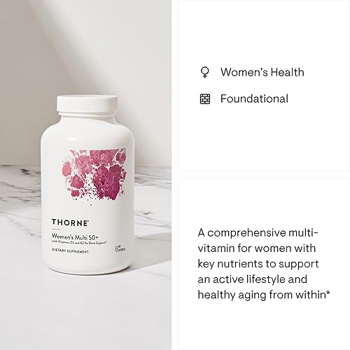 THORNE Women's 50+ Multivitamin - Daily Support for Heart, Brain, Bones & Immunity - 180 Capsules