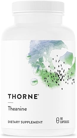 THORNE L-Theanine Capsules - 200mg - Promotes Stress Relief, Relaxation, Focus - 90 Count