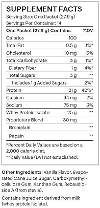 THORNE Vanilla Whey Protein Isolate - 21g Protein - NSF Certified - 13.79oz - 14 Packets