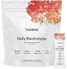 THORNE Daily Electrolytes Drink Mix - Sugar-Free, Low-Calorie, NSF Certified - Blood Orange - 30 Sticks