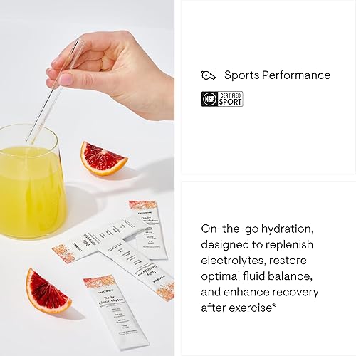 THORNE Daily Electrolytes Drink Mix - Sugar-Free, Low-Calorie, NSF Certified - Blood Orange - 30 Sticks