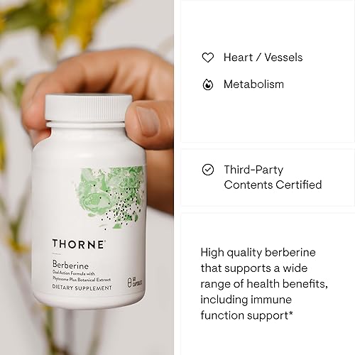 THORNE Berberine Capsules - Heart Health & Immune Support - Gluten-Free, Dairy-Free - 60 ct