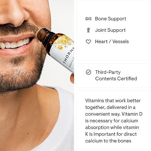 THORNE Vitamin D3 K2 Liquid - Bone and Muscle Support - 1 Fl Oz (30 ml)