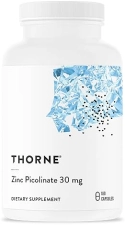 THORNE Zinc Picolinate 30mg Capsules - Immune Support & Growth - 180 Count
