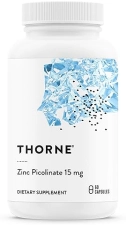THORNE Zinc Picolinate 15mg Capsules - Immune & Wellness Support - Gluten/Soy/Dairy