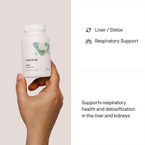 THORNE NAC 500mg Capsules - Respiratory Health & Immune Support, Liver & Kidney Detox - 90 Count