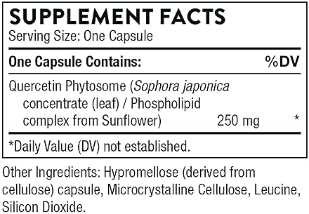 THORNE Quercetin Phytosome Capsules - Immune Health, Respiratory Support, Allergy Relief - 60ct