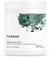 THORNE Daily Greens Plus Powder - Matcha, Spirulina, Moringa, Adaptogens & Antioxidants - Mint Flavor 7.2 Oz