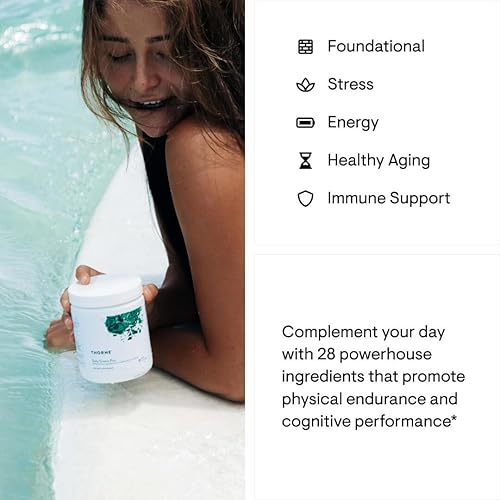 THORNE Daily Greens Plus Powder - Matcha, Spirulina, Moringa, Adaptogens & Antioxidants - Mint Flavor 7.2 Oz