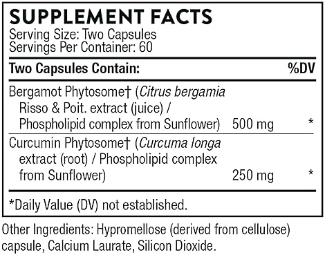 THORNE Metabolic Health Gut Support Supplement - Bergamot, Turmeric Capsules - 120 ct