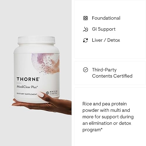 THORNE MediClear Plus Drink Powder - Environmental Toxin Support - Rice & Pea Protein - 27.2 Oz