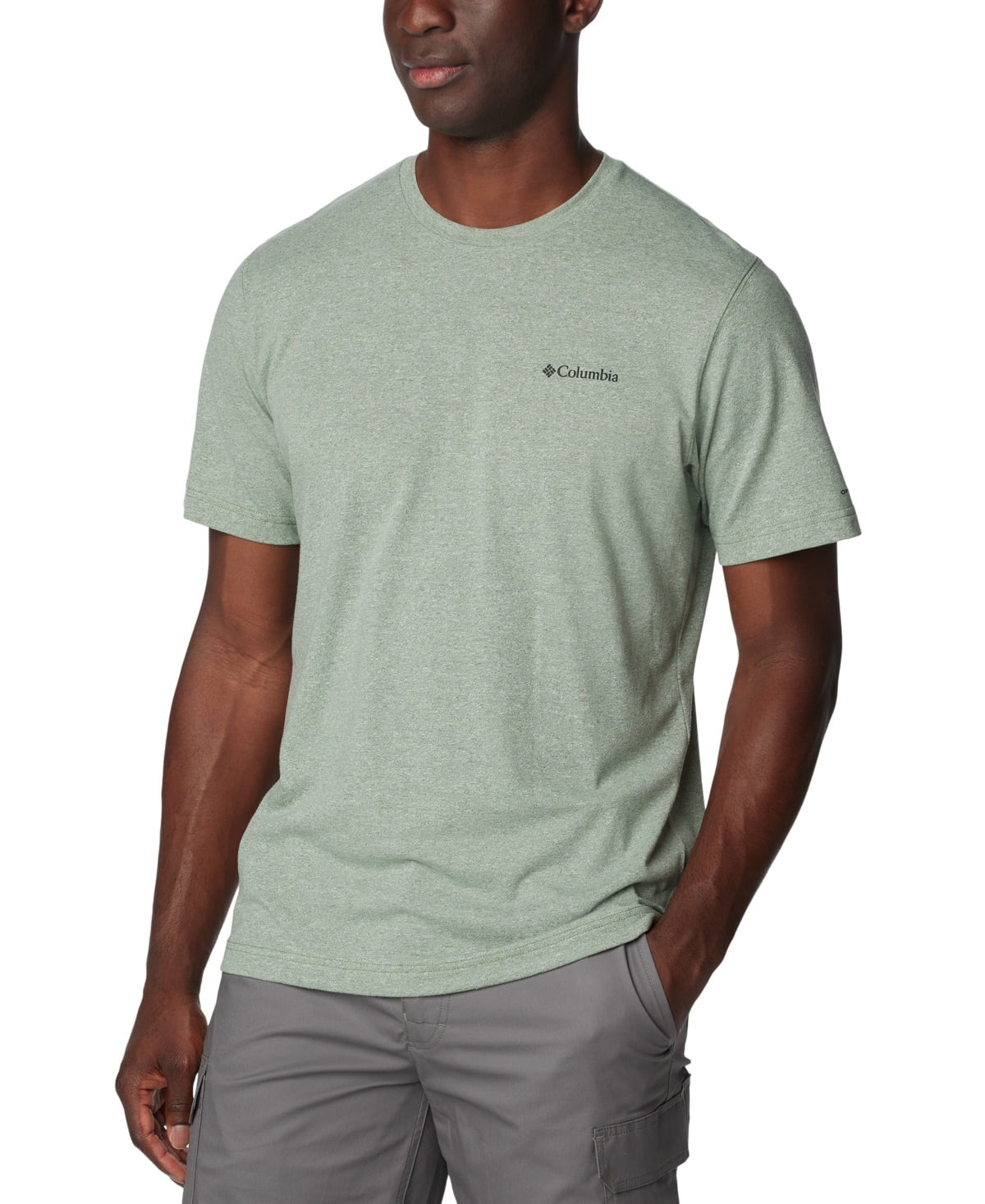 Columbia Men's Green Solid Short Sleeve T-Shirt, Size Small