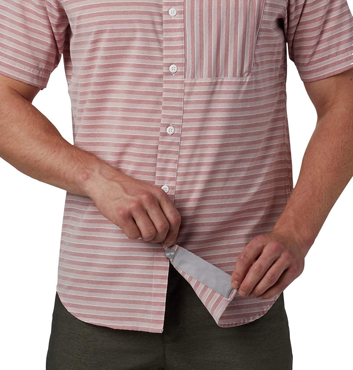 Columbia Men's Twisted Creek II Shirt in Red Jasper Stripe, Size Small