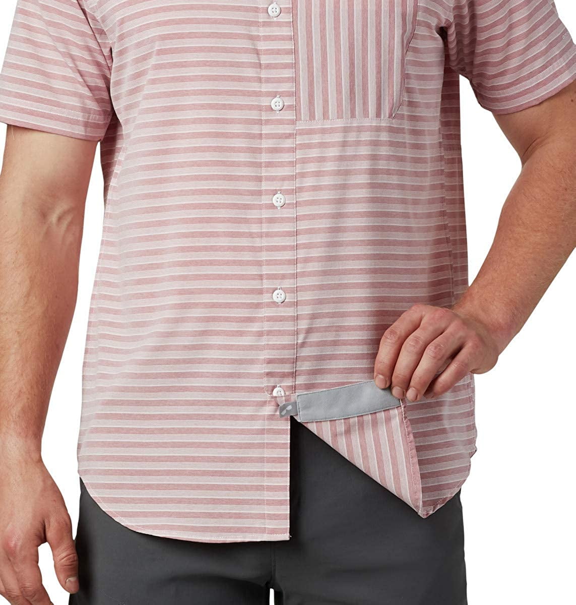 Columbia Men's Twisted Creek II Shirt in Red Jasper Stripe, Size Small