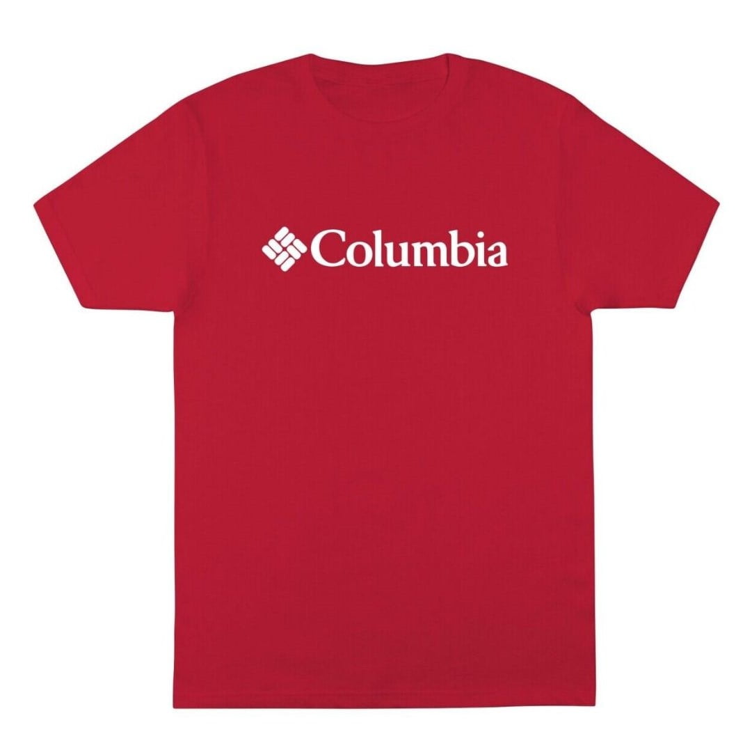 Columbia Men's Small Red T-shirt with White Logo - Stylish and Comfortable