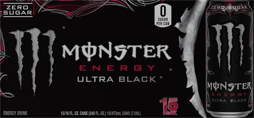 Monster Energy Ultra Black Sugar-Free Energy Drink 16oz (15-Pack)