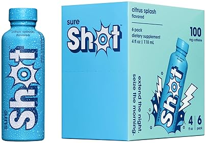 Sure Shot Premium Citrus Splash Recovery Drink 6-Pack - Hydration with Electrolytes & Vitamins for Energy - Liver & Gut Support