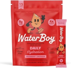 Waterboy Daily Hydration Electrolyte Powder Packets | Strawberry Lemonade Flavor | No Sugar, All Natural, Gluten Free | 15 Drink Mix Sticks