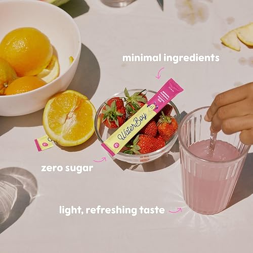 Waterboy Daily Hydration Electrolyte Powder Packets | Strawberry Lemonade Flavor | No Sugar, All Natural, Gluten Free | 15 Drink Mix Sticks