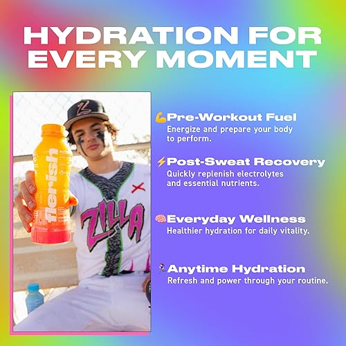 Flerish Watermelon Electrolyte Beverage | Magnesium & L-Theanine | No Artificial Sweeteners | 35 Calories | 6-Pack, 16 fl oz