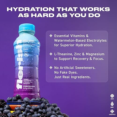 Flerish Watermelon Electrolyte Beverage | Magnesium & L-Theanine | No Artificial Sweeteners | 35 Calories | 6-Pack, 16 fl oz