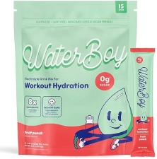 Waterboy Workout Hydration Electrolyte Powder Packets | Sugar Free | All Natural | Gluten Free | Fruit Punch Flavor