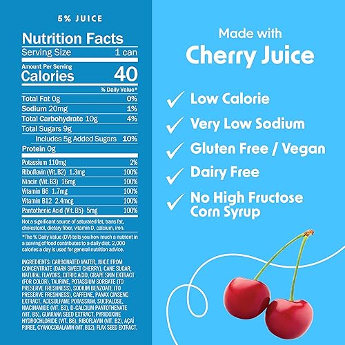 BING Original Cherry Energizing Juice Beverage 12oz/12pk – Real Juice, Low Cal, 5 B-Vitamins, Ginseng, 120mg Caffeine + Taurine - Vegan, Gluten-Free, Dairy-Free