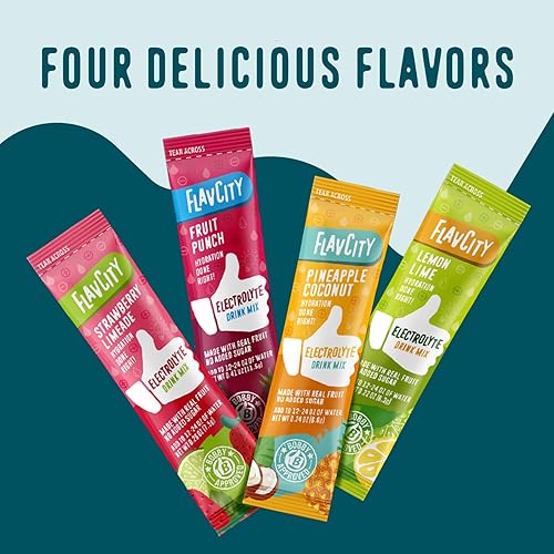 FlavCity Electrolytes Powder Packets - 28 Hydration Packets, Variety Pack - No Sugar Added - Real Fruit & Sea Salt - Keto & Gluten-Free