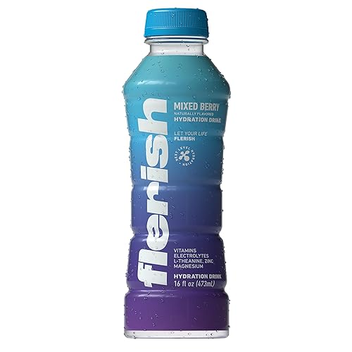 FLERISH Watermelon Hydration Drink | Electrolytes, Magnesium & L-Theanine | No Artificial Sweeteners | 35 Calories | 12-Pack 16 oz