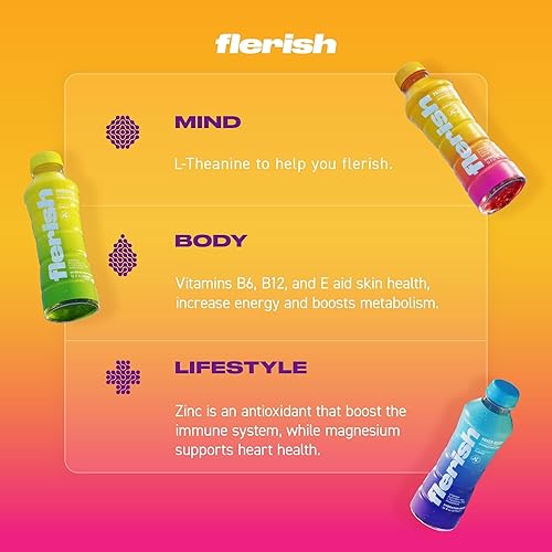 FLERISH Watermelon Hydration Drink | Electrolytes, Magnesium & L-Theanine | No Artificial Sweeteners | 35 Calories | 12-Pack 16 oz