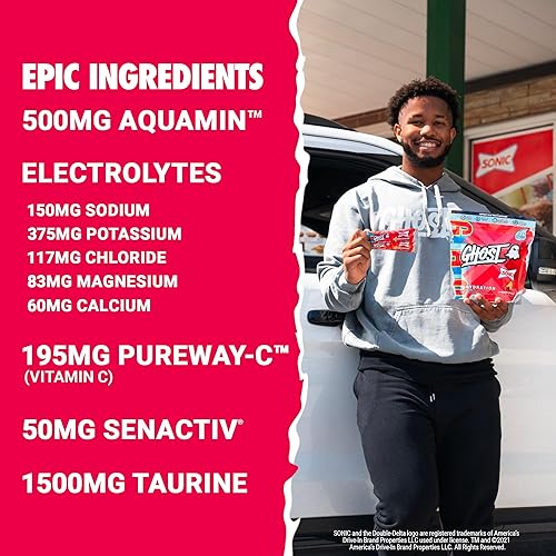 GHOST Hydration Packets, Sonic Cherry Limeade Electrolyte Powder - 24 Sticks