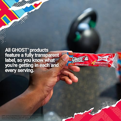 GHOST Hydration Packets, Sonic Cherry Limeade Electrolyte Powder - 24 Sticks