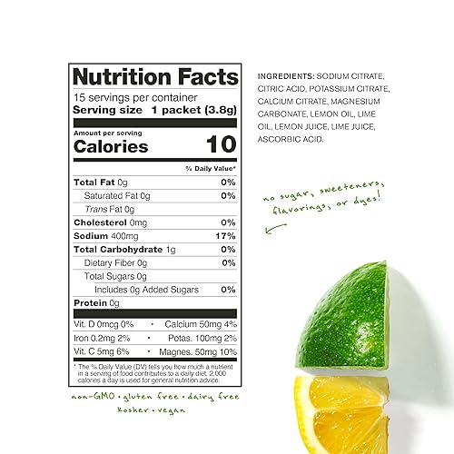 Skratch Labs Unsweetened Electrolyte Powder Packets - Lemon Lime Flavor - Sugar-Free - 15 Servings - Keto Paleo Vegan Friendly