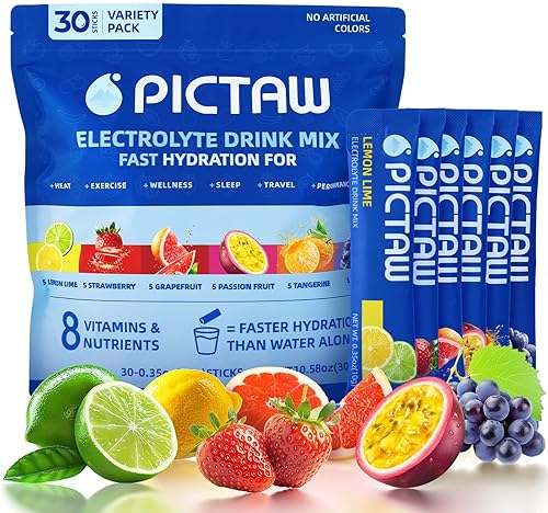 PICTAW Hydration Powder Packets for Dehydration Relief - Variety 30 Pack