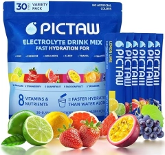 PICTAW Hydration Powder Packets for Dehydration Relief - Variety 30 Pack