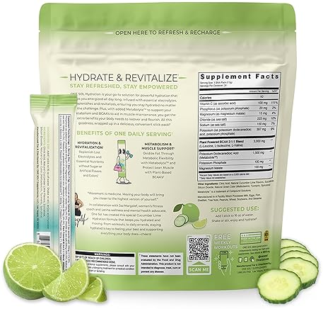 One Sol Hydration Boost Cucumber Lime On-The-Go Electrolyte Powder Drink Mix - 24 Stick Packs