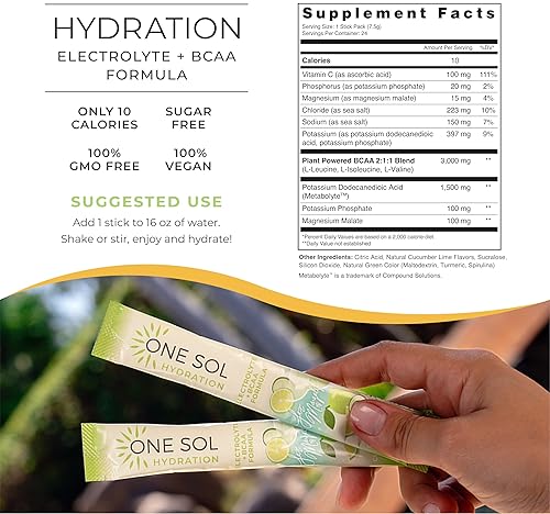 One Sol Hydration Boost Cucumber Lime On-The-Go Electrolyte Powder Drink Mix - 24 Stick Packs