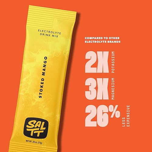 Keto Chow SALTT Electrolytes Powder Drink Mix - Mango Flavor - 30 Hydration Packets - Zero Sugar, Gluten Free