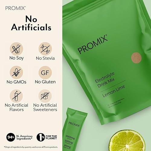 ProMix Electrolytes Powder Packets - Sugar Free, Zero Calorie, Fasting Friendly - Lemon Lime - 30 Servings