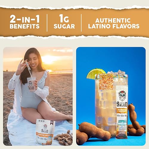 Taste Salud Tamarindo Hydration & Immunity Electrolyte Powder Mix - Elderberry, Vegan, Low Cal, Non-GMO (15 Servings)