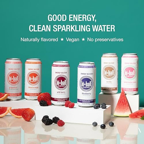 Hiball Energy Vanilla Seltzer Drink, Zero Sugar & Calorie, 16oz Cans, 8-Pack