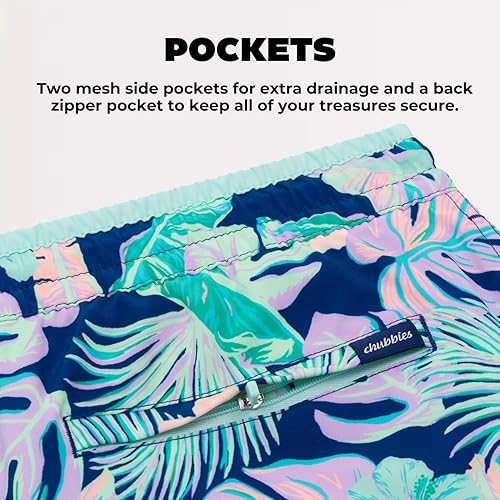 CHUBBIES MEN'S 4-WAY STRETCH SWIM TRUNKS - 5.5" BEACH SHORTS WITH ELASTIC WAIST AND DRAWSTRING